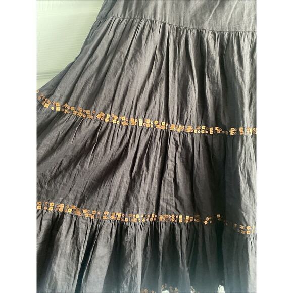 New Direction Women's Brown Tiered Festival Peasant Skirt 100% Cotton Large Boho - Picture 2 of 7